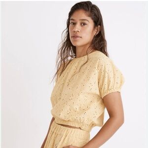Madewell Women's open back Yellow Eyelet Top